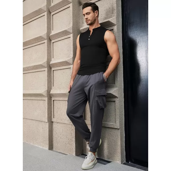 JMIERR Men's Muscle Sleeveless Tank Tops Slim Henley Longline Cotton T-Shirt Tees with Button