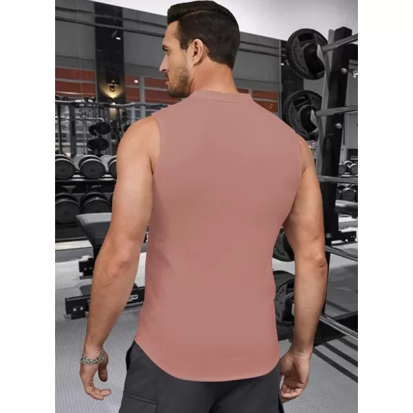 JMIERR Men's Muscle Sleeveless Tank Tops Slim Henley Longline Cotton T-Shirt Tees with Button