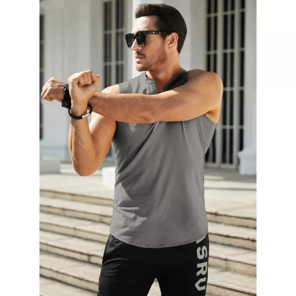 JMIERR Men's Muscle Sleeveless Tank Tops Slim Henley Longline Cotton T-Shirt Tees with Button