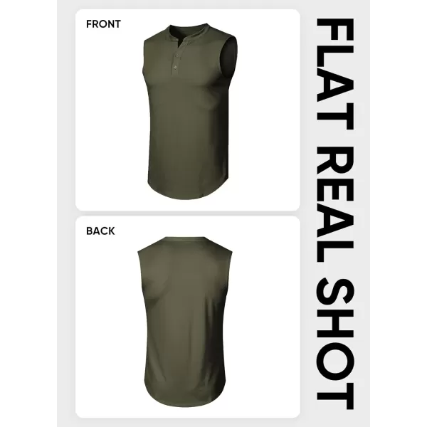 JMIERR Men's Muscle Sleeveless Tank Tops Slim Henley Longline Cotton T-Shirt Tees with Button
