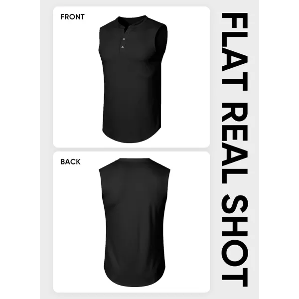 JMIERR Men's Muscle Sleeveless Tank Tops Slim Henley Longline Cotton T-Shirt Tees with Button
