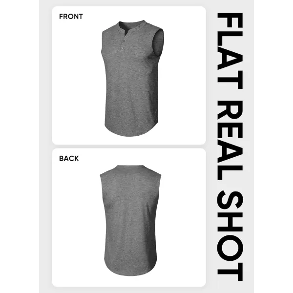 JMIERR Men's Muscle Sleeveless Tank Tops Slim Henley Longline Cotton T-Shirt Tees with Button
