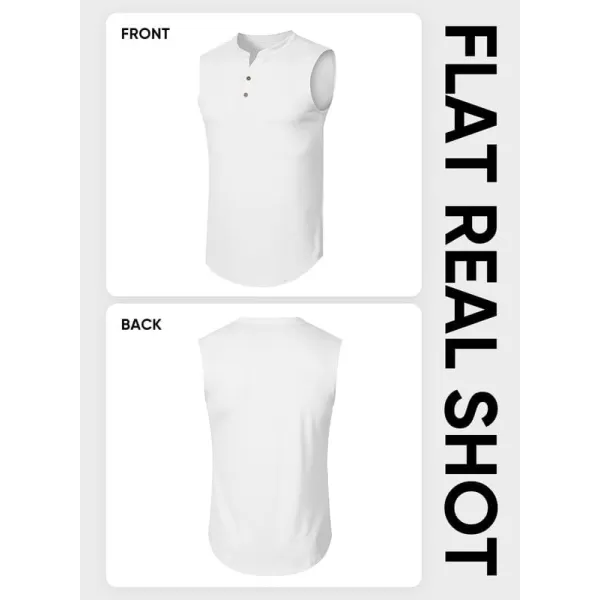 JMIERR Men's Muscle Sleeveless Tank Tops Slim Henley Longline Cotton T-Shirt Tees with Button