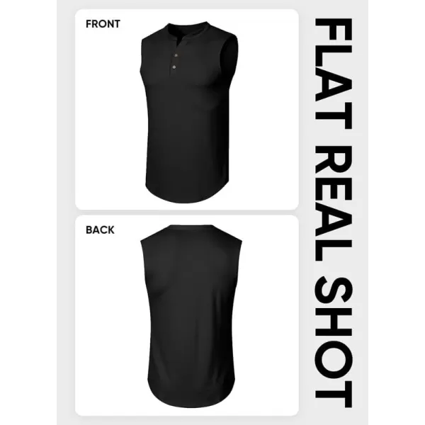 JMIERR Men's Muscle Sleeveless Tank Tops Slim Henley Longline Cotton T-Shirt Tees with Button