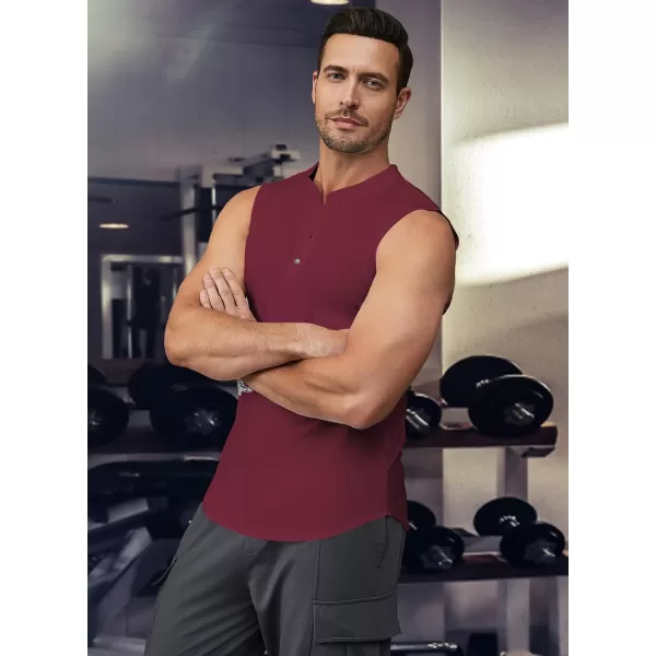 JMIERR Men's Muscle Sleeveless Tank Tops Slim Henley Longline Cotton T-Shirt Tees with Button