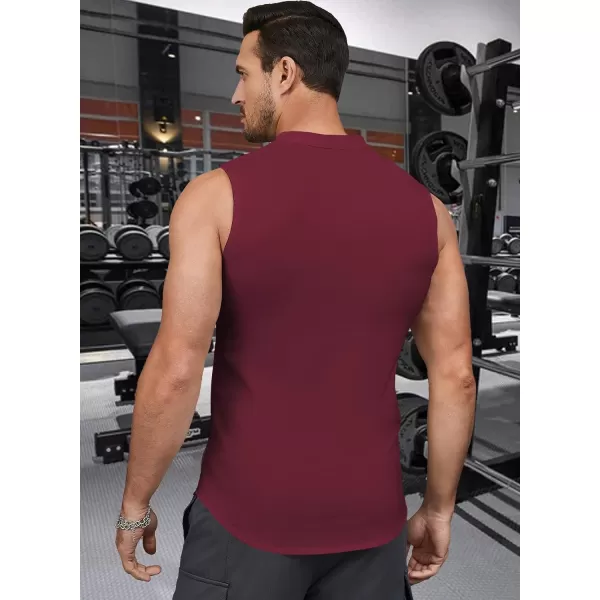 JMIERR Men's Muscle Sleeveless Tank Tops Slim Henley Longline Cotton T-Shirt Tees with Button