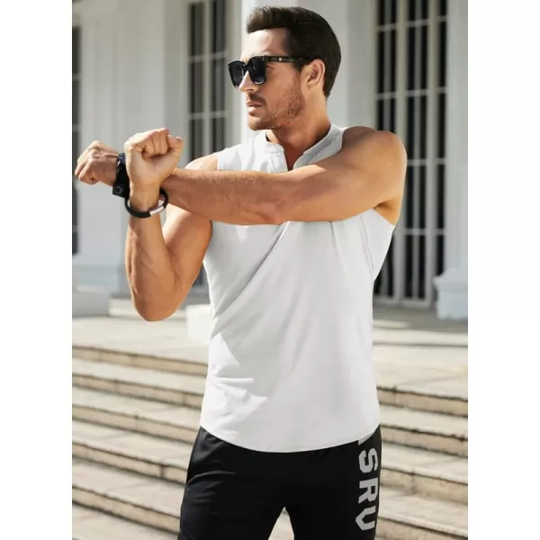 JMIERR Men's Muscle Sleeveless Tank Tops Slim Henley Longline Cotton T-Shirt Tees with Button