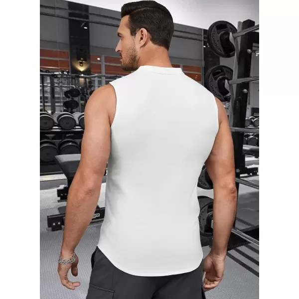 JMIERR Men's Muscle Sleeveless Tank Tops Slim Henley Longline Cotton T-Shirt Tees with Button