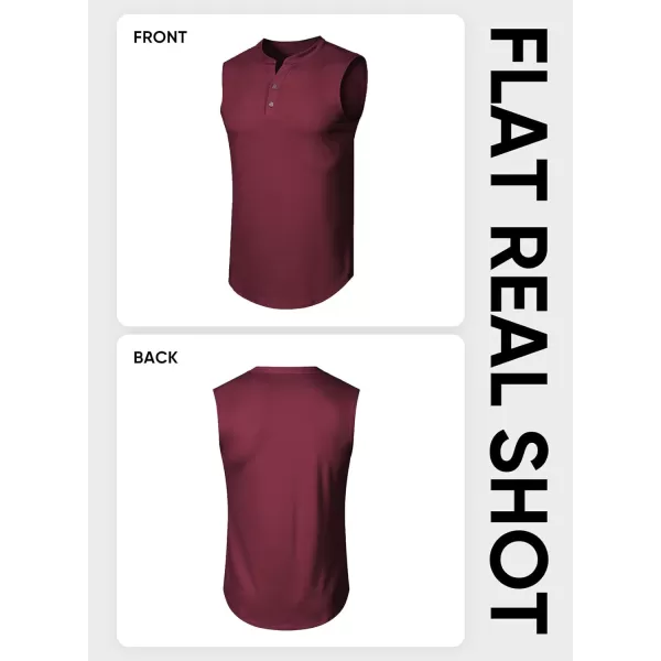 JMIERR Men's Muscle Sleeveless Tank Tops Slim Henley Longline Cotton T-Shirt Tees with Button