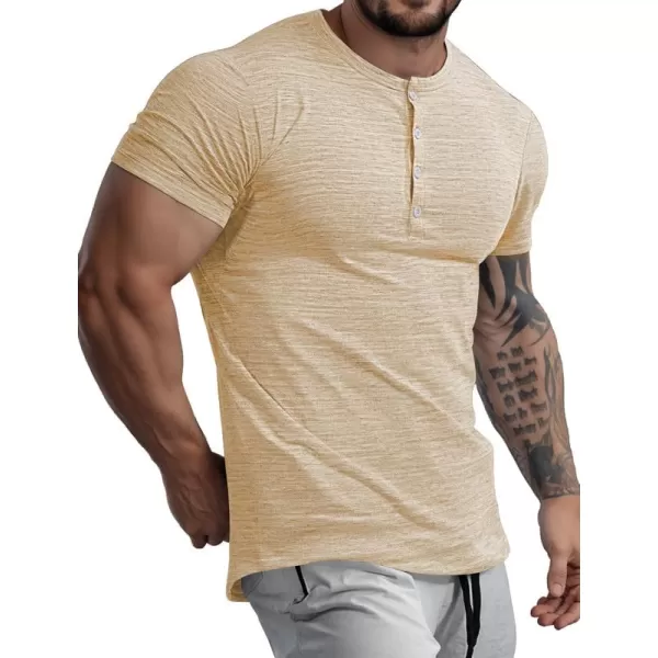 JMIERR Men's Muscle Slim Cotton T Shirt V-Neck Henley Shirt Gym Workout Athletic Tee Shirts