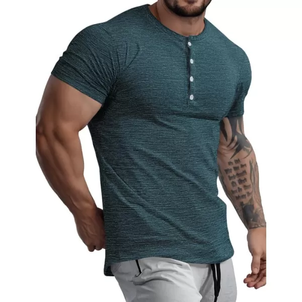JMIERR Men's Muscle Slim Cotton T Shirt V-Neck Henley Shirt Gym Workout Athletic Tee Shirts