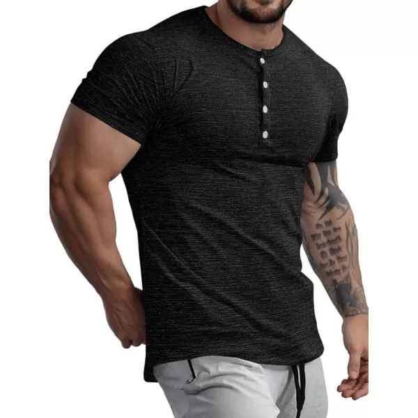 JMIERR Men's Muscle Slim Cotton T Shirt V-Neck Henley Shirt Gym Workout Athletic Tee Shirts