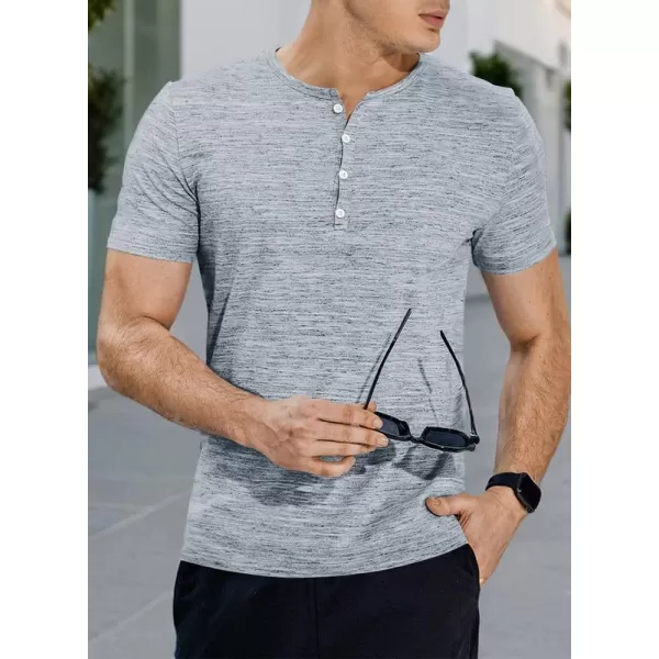 JMIERR Men's Muscle Slim Cotton T Shirt V-Neck Henley Shirt Gym Workout Athletic Tee Shirts