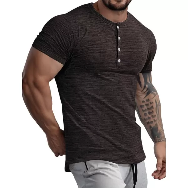 JMIERR Men's Muscle Slim Cotton T Shirt V-Neck Henley Shirt Gym Workout Athletic Tee Shirts