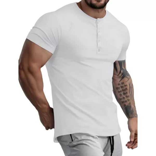 JMIERR Men's Muscle Slim Cotton T Shirt V-Neck Henley Shirt Gym Workout Athletic Tee Shirts