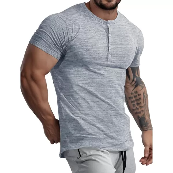 JMIERR Men's Muscle Slim Cotton T Shirt V-Neck Henley Shirt Gym Workout Athletic Tee Shirts