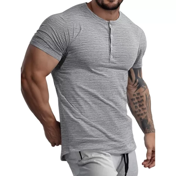 JMIERR Men's Muscle Slim Cotton T Shirt V-Neck Henley Shirt Gym Workout Athletic Tee Shirts