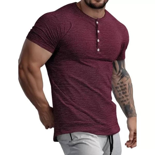JMIERR Men's Muscle Slim Cotton T Shirt V-Neck Henley Shirt Gym Workout Athletic Tee Shirts
