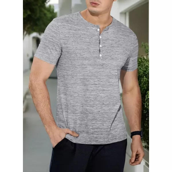 JMIERR Men's Muscle Slim Cotton T Shirt V-Neck Henley Shirt Gym Workout Athletic Tee Shirts