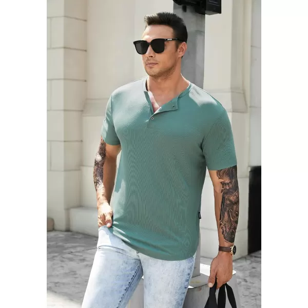 JMIERR Men's Muscle Slim Henley Shirts Crewneck Longline T-Shirt Gym Workout Athletic Shirt Tees with Button