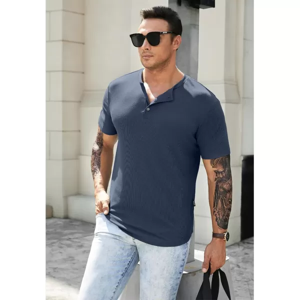 JMIERR Men's Muscle Slim Henley Shirts Crewneck Longline T-Shirt Gym Workout Athletic Shirt Tees with Button