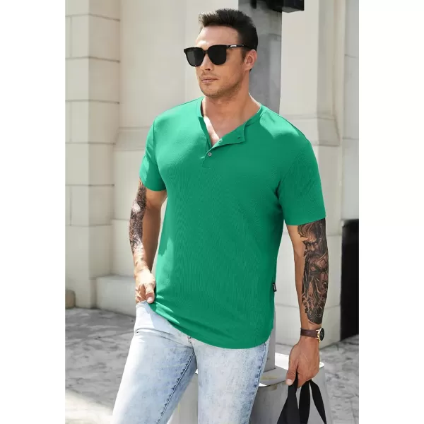 JMIERR Men's Muscle Slim Henley Shirts Crewneck Longline T-Shirt Gym Workout Athletic Shirt Tees with Button