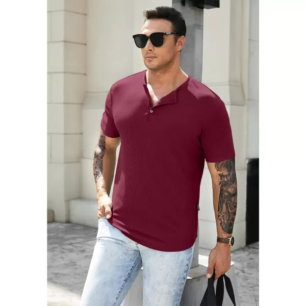 JMIERR Men's Muscle Slim Henley Shirts Crewneck Longline T-Shirt Gym Workout Athletic Shirt Tees with Button