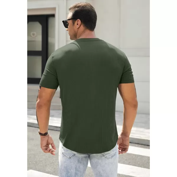 JMIERR Men's Muscle Slim Henley Shirts Crewneck Longline T-Shirt Gym Workout Athletic Shirt Tees with Button