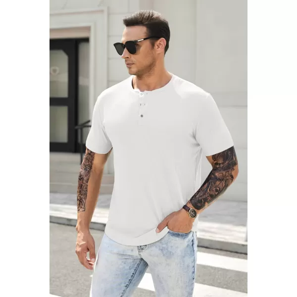 JMIERR Men's Muscle Slim Henley Shirts Crewneck Longline T-Shirt Gym Workout Athletic Shirt Tees with Button