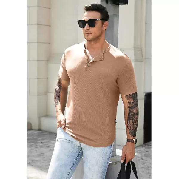 JMIERR Men's Muscle Slim Henley Shirts Crewneck Longline T-Shirt Gym Workout Athletic Shirt Tees with Button