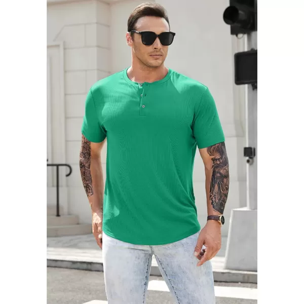 JMIERR Men's Muscle Slim Henley Shirts Crewneck Longline T-Shirt Gym Workout Athletic Shirt Tees with Button