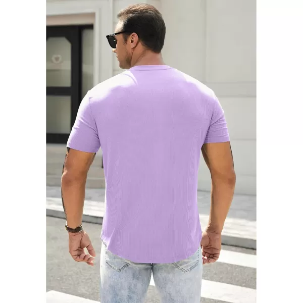 JMIERR Men's Muscle Slim Henley Shirts Crewneck Longline T-Shirt Gym Workout Athletic Shirt Tees with Button