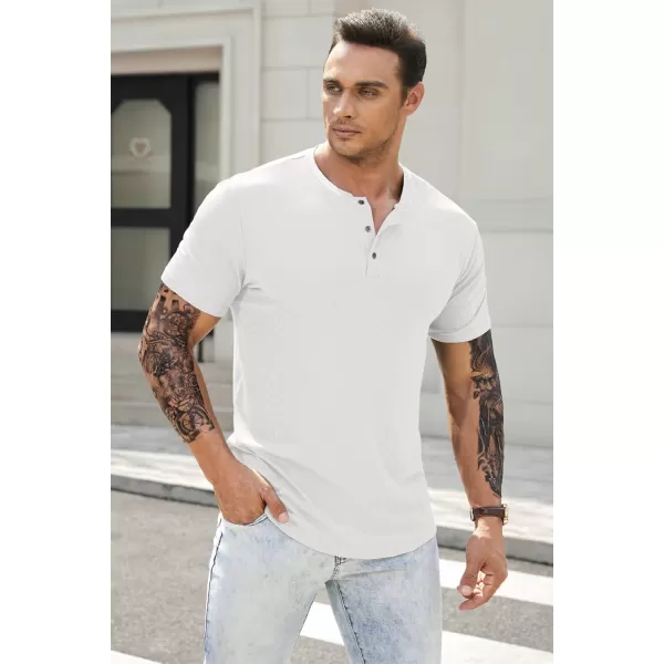 JMIERR Men's Muscle Slim Henley Shirts Crewneck Longline T-Shirt Gym Workout Athletic Shirt Tees with Button