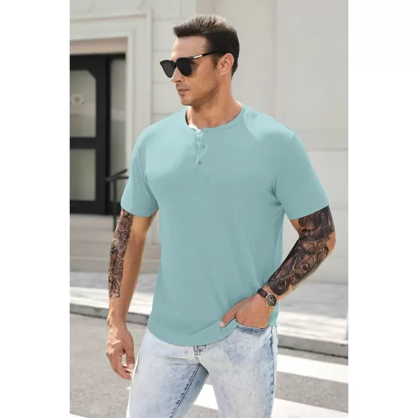JMIERR Men's Muscle Slim Henley Shirts Crewneck Longline T-Shirt Gym Workout Athletic Shirt Tees with Button