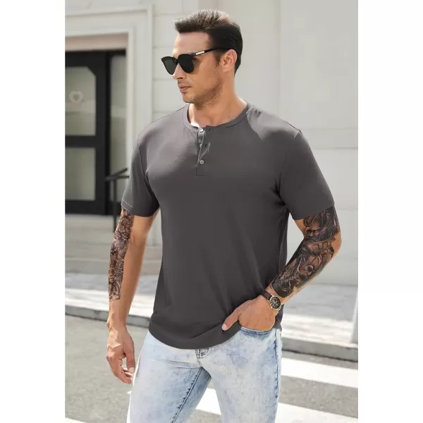 JMIERR Men's Muscle Slim Henley Shirts Crewneck Longline T-Shirt Gym Workout Athletic Shirt Tees with Button