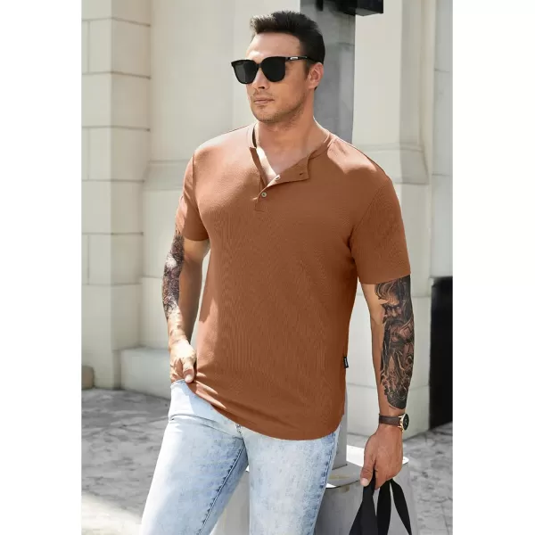 JMIERR Men's Muscle Slim Henley Shirts Crewneck Longline T-Shirt Gym Workout Athletic Shirt Tees with Button