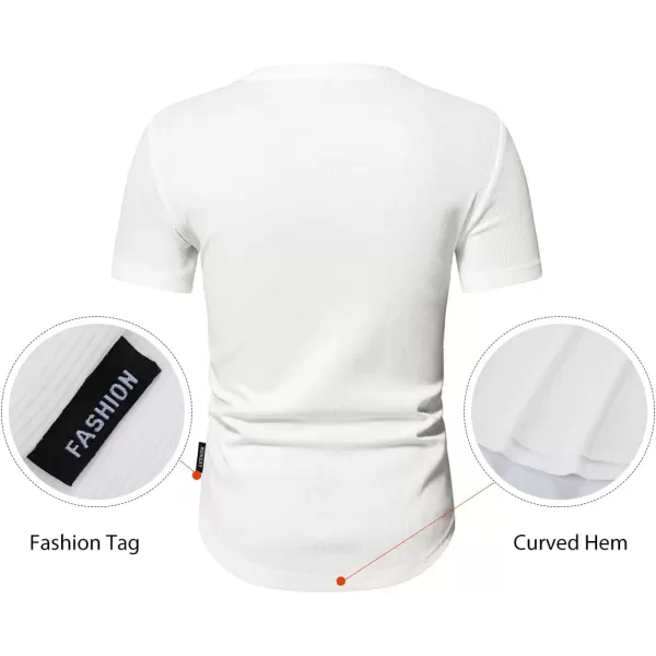JMIERR Men's Muscle Slim Henley Shirts Crewneck Longline T-Shirt Gym Workout Athletic Shirt Tees with Button