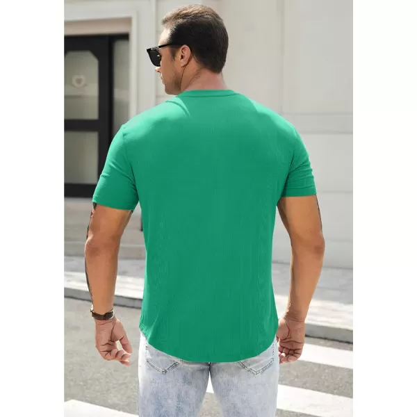 JMIERR Men's Muscle Slim Henley Shirts Crewneck Longline T-Shirt Gym Workout Athletic Shirt Tees with Button