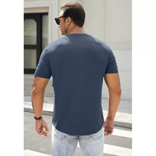 JMIERR Men's Muscle Slim Henley Shirts Crewneck Longline T-Shirt Gym Workout Athletic Shirt Tees with Button
