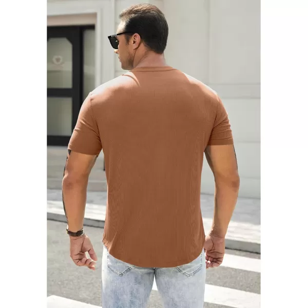 JMIERR Men's Muscle Slim Henley Shirts Crewneck Longline T-Shirt Gym Workout Athletic Shirt Tees with Button