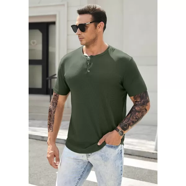 JMIERR Men's Muscle Slim Henley Shirts Crewneck Longline T-Shirt Gym Workout Athletic Shirt Tees with Button