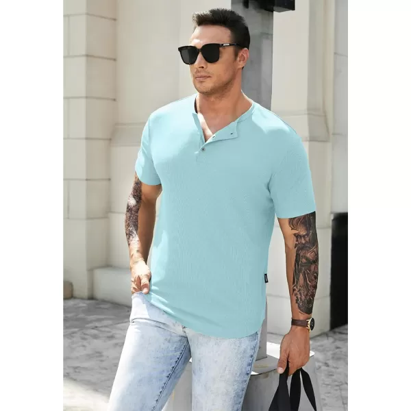 JMIERR Men's Muscle Slim Henley Shirts Crewneck Longline T-Shirt Gym Workout Athletic Shirt Tees with Button