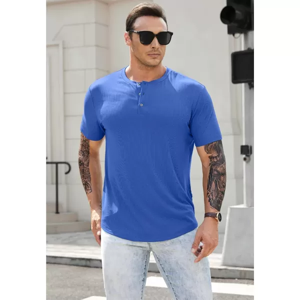 JMIERR Men's Muscle Slim Henley Shirts Crewneck Longline T-Shirt Gym Workout Athletic Shirt Tees with Button