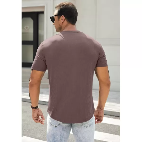 JMIERR Men's Muscle Slim Henley Shirts Crewneck Longline T-Shirt Gym Workout Athletic Shirt Tees with Button
