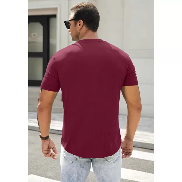 JMIERR Men's Muscle Slim Henley Shirts Crewneck Longline T-Shirt Gym Workout Athletic Shirt Tees with Button