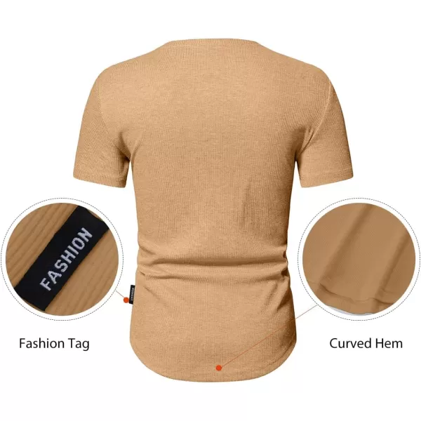 JMIERR Men's Muscle Slim Henley Shirts Crewneck Longline T-Shirt Gym Workout Athletic Shirt Tees with Button