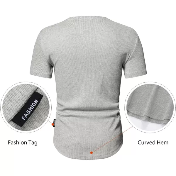 JMIERR Men's Muscle Slim Henley Shirts Crewneck Longline T-Shirt Gym Workout Athletic Shirt Tees with Button