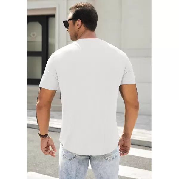 JMIERR Men's Muscle Slim Henley Shirts Crewneck Longline T-Shirt Gym Workout Athletic Shirt Tees with Button