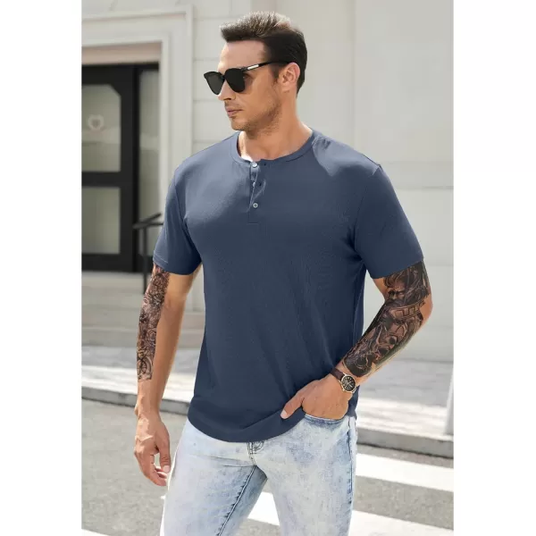 JMIERR Men's Muscle Slim Henley Shirts Crewneck Longline T-Shirt Gym Workout Athletic Shirt Tees with Button