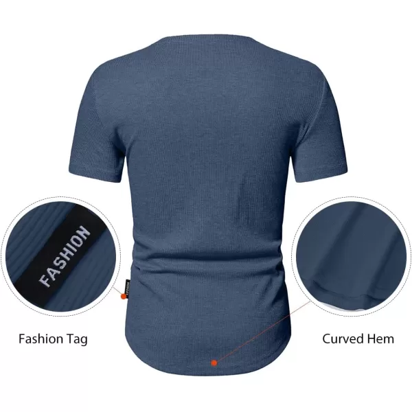 JMIERR Men's Muscle Slim Henley Shirts Crewneck Longline T-Shirt Gym Workout Athletic Shirt Tees with Button